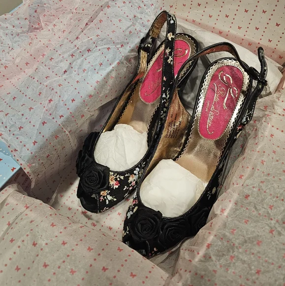 Poetic Licence Softer Side floral PeepToe Slingback Platform Wedge 8M New in box - Picture 5 of 16